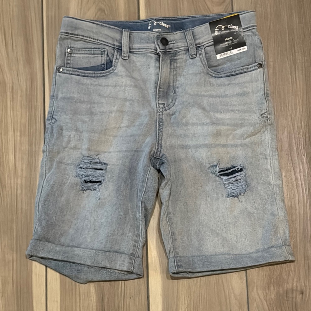Art Class Blue Distressed Bermuda Shorts